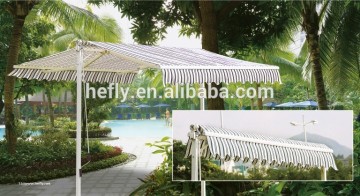 Free standing double side open retractable awning
