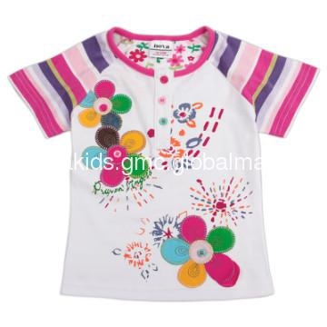 Manufactory ready made summer kid clothing with print  girl t shir