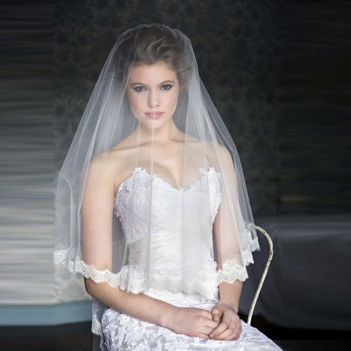 Elegant Royal Length Wedding Veil With Beautiful Lace Edge 