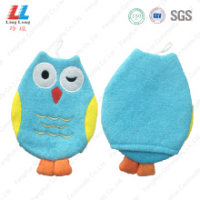 Pretty owl baby body bath gloves