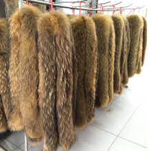 Custom natural color real raccoon fur collar trimming fur trim strips for hood