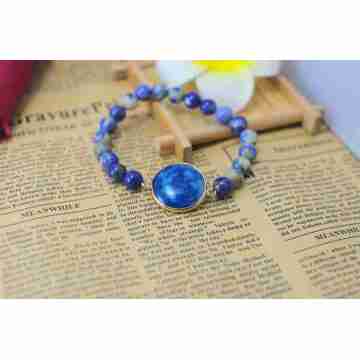 Sodalite Bracelet with Agate Pendant Piece Gemstone jewelry