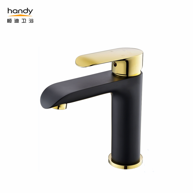 Black and gold basin faucet