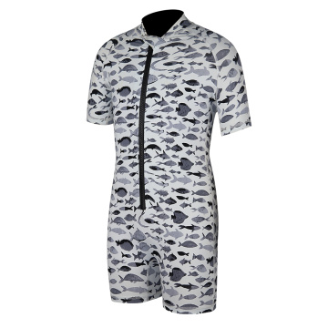 Zeegeten zomer korte mouw zip één stuk aangepaste print kinderen jumpsuit rashguard