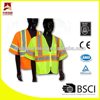 Mesh zipper two tone safety vest