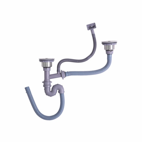 Double sink basin drainer siphon bottle trap