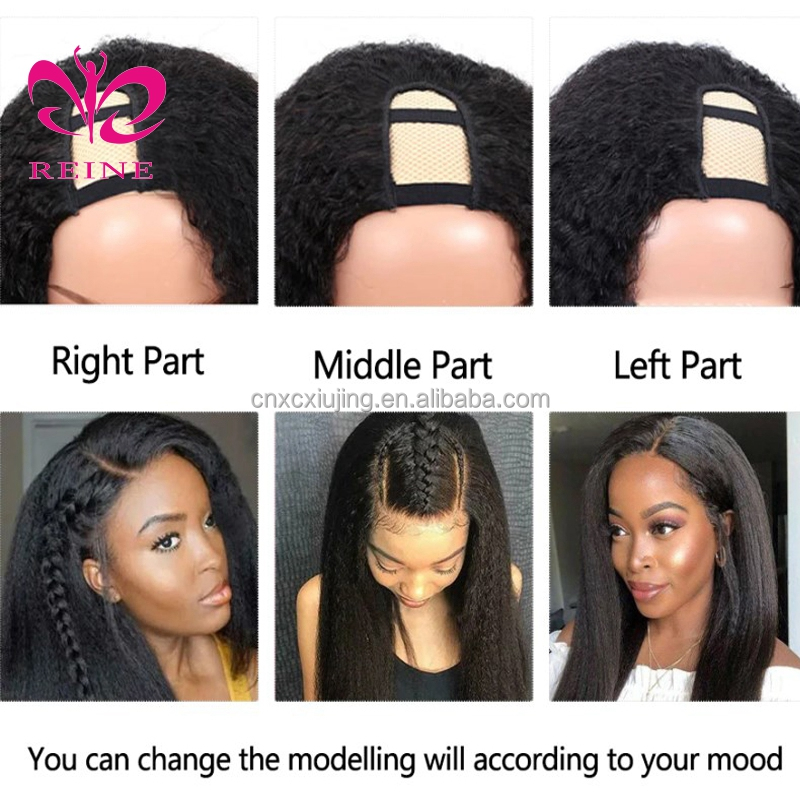 U Part Wig Human Hair Kinky Straight Human Hair Half Wig for Women U Shape Clip in Wigs Yaki Straight