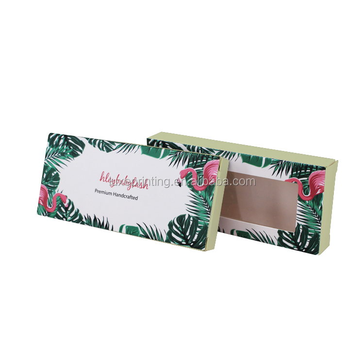 Private design custom brand name hot pink printed simple eyelashes packaging box