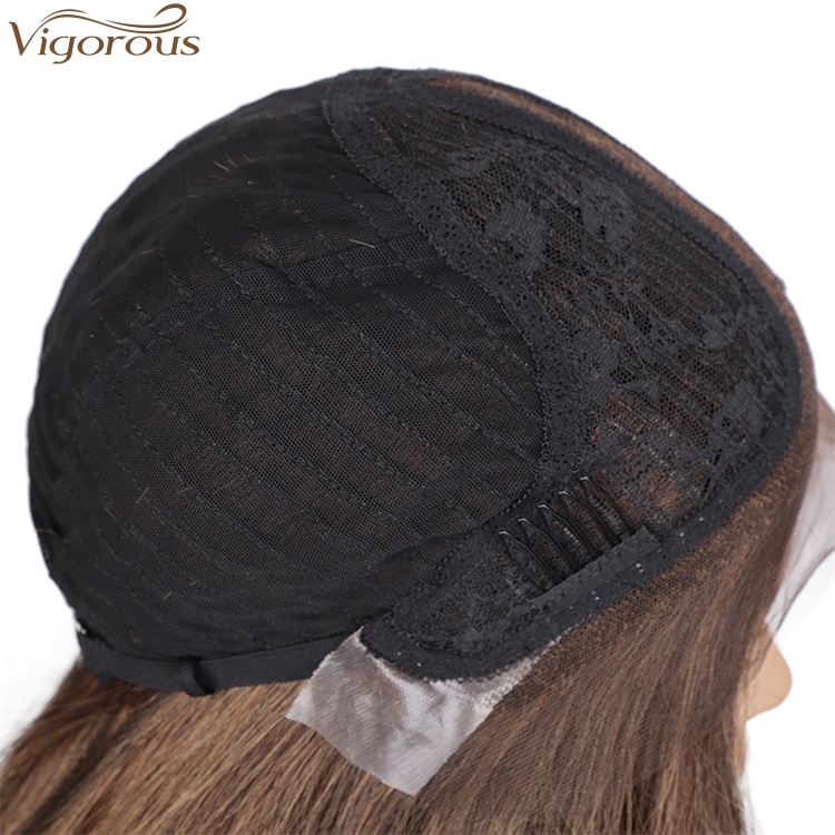 Vigorous Top Quality Lace Front Middle Part Brown Wigs Long Body Wavy Synthetic Wigs Heat Resistant Fiber Wholesale