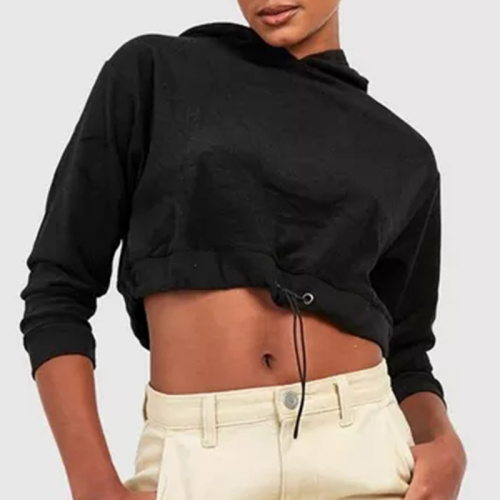 Ladies Cropped Women's Hoodies Dark Tops Wholesale