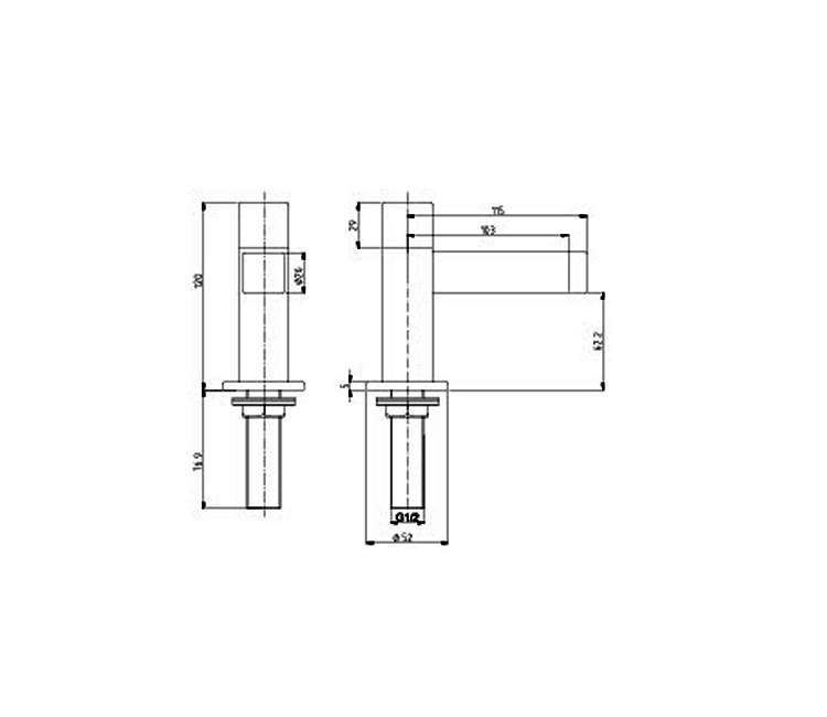 Brass Single Lever Square basin faucets taps with one handle basin mixer chromed