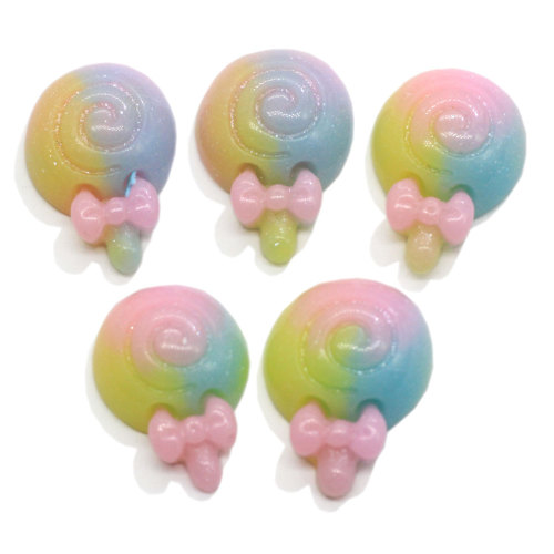 14 * 20mm Kawaii gradiente rampa Color Lollipop Candy Flatback resina artesanal miniatura hecha a mano para accesorios de fabricación de pinzas para el cabello de bebé