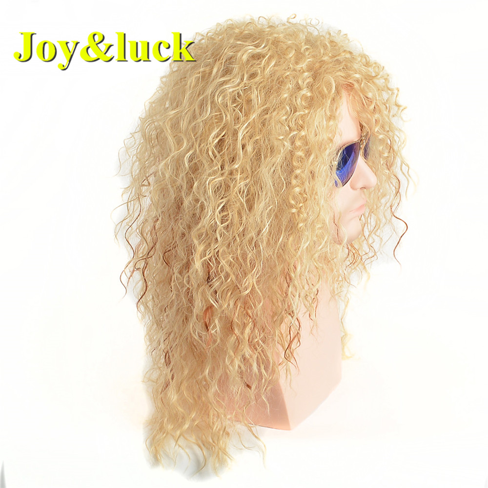 Male Blond Curly Hair Wholesale Wig for Blonde Black Long Mens Hairstyle Natural Afro Kinky Curly Men Wigs Synthetic Hair Wigs