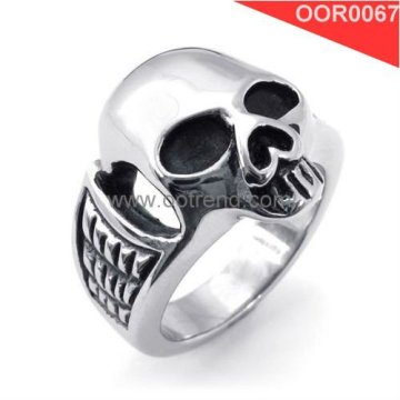 Hot sale bling stainless steel skull rings,shiny polished skull stainless steel men rings