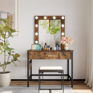 Bedroom LED Blubs Vanity Desk with Lighted Mirror