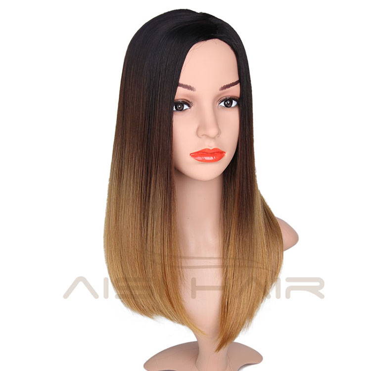 Aisi Hair Cheap Long Silky Straight Hair Synthetic Ombre Brown Wigs Heat Resistant Synthetic Wig For Women