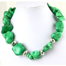 Turquoise gemstone necklace peak green beads TQN0133