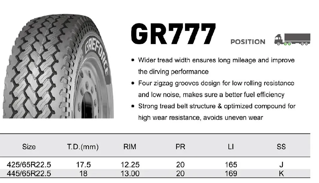 High Quality China Truck Tyre Greforce Tube Tyre (700R16 750R16 900R20 1000R20 1100R20 1200R20 1200R24) Well Tested in Southeast Asian Market