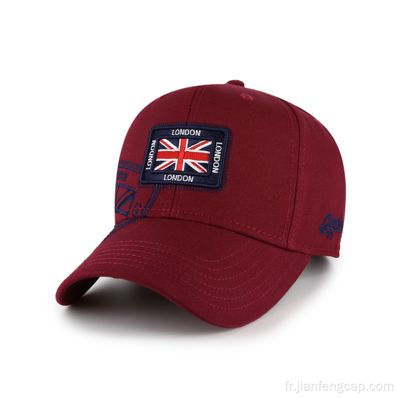 Logo brodé de casquettes de baseball de qualité 100% coton bordeaux