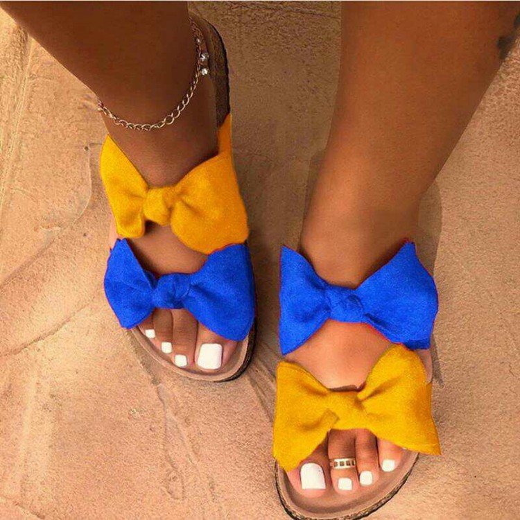 Fashion ladies fashion latest design brazil fish slippers Two Bowknot Lady Leopard Cork Slipper Lovely Lady Slippers