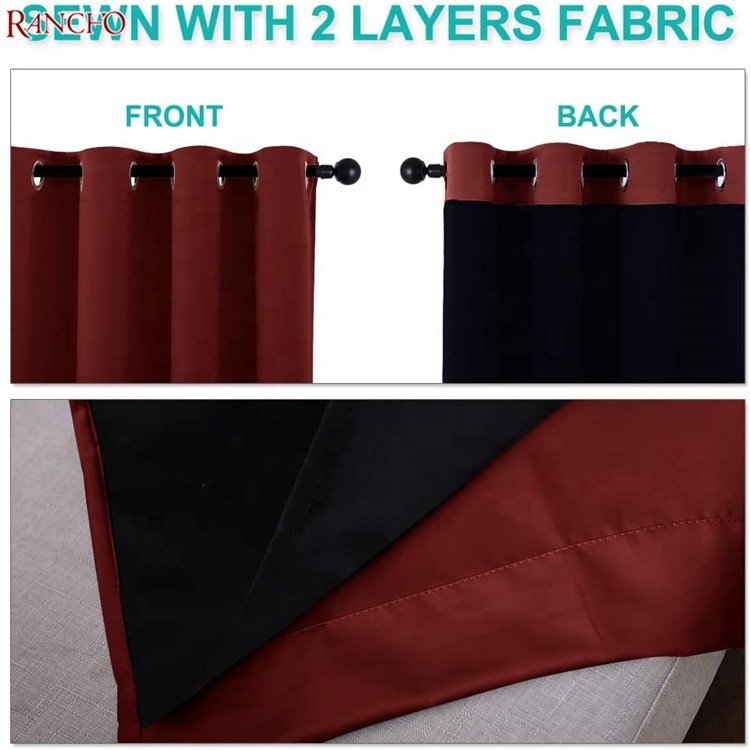 Factory price good private 100%blackout window curtain double layers black out cortinas for living room