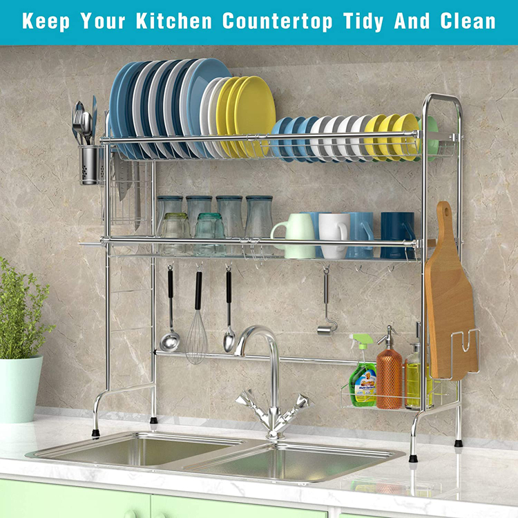 Yuming Factory 2 tier dish rack kitchen organizer dish drying rack over kitchen sink counter top storage holders & racks