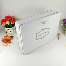 large custom white rectangle tin metal box