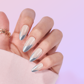 Silver French almond short high-end nails