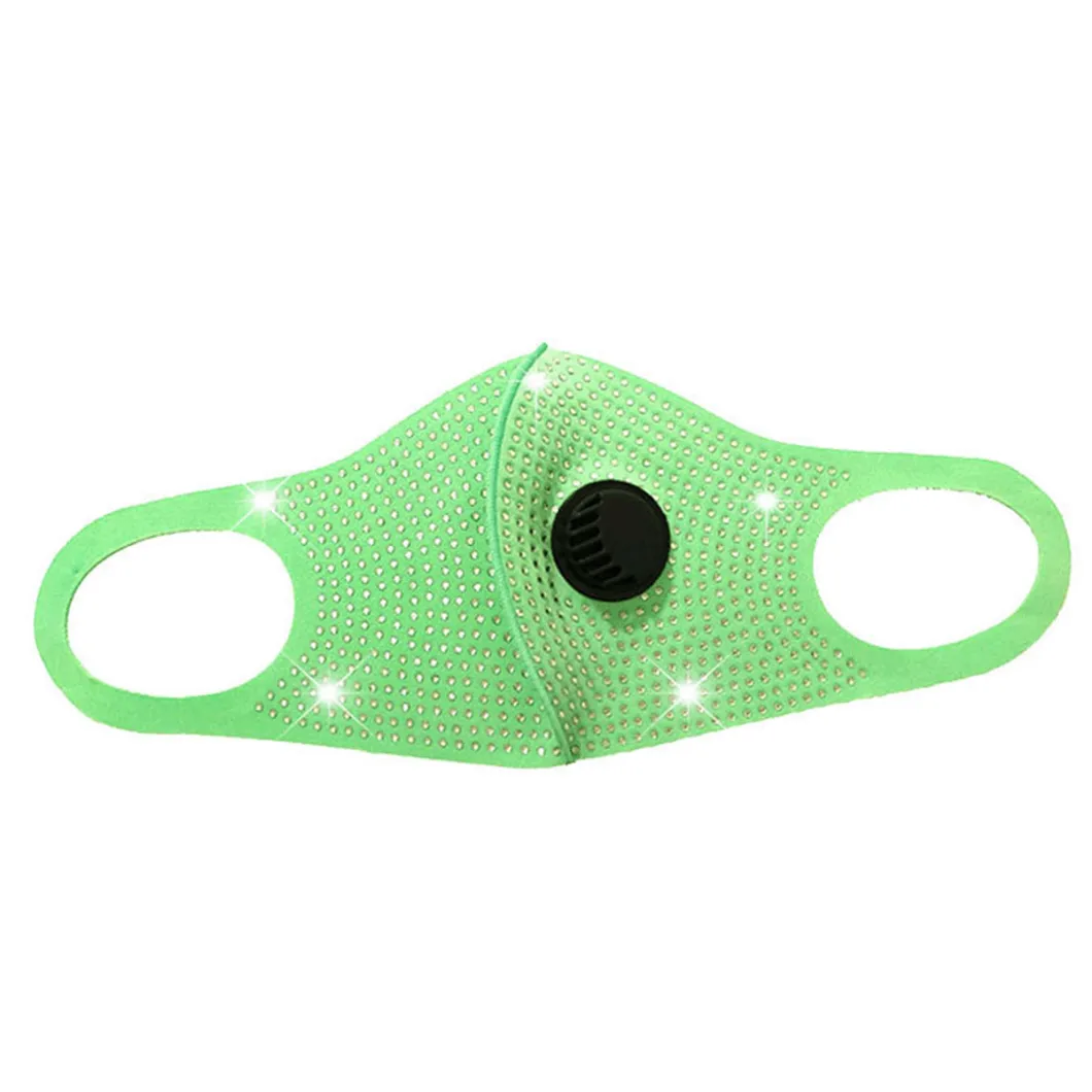 New with Breathing Valve Flash Rhinestone Dust Cloth Washable Facemask