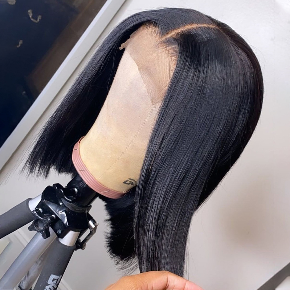 Fashion  8 Inch Peruvian Human Hair 4*4 Straight Bob Wigs Short Human Hair Bob Peruvian Wigs