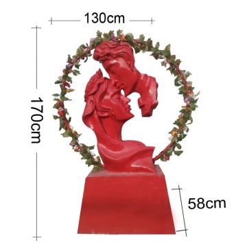 Modern red color fiberglass lover statue