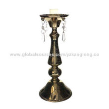 Candle holder, silver plated, available in vintage color, acrylic faceted hangs falls