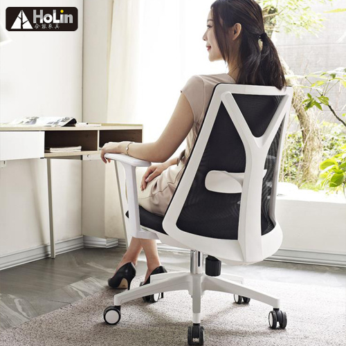 Silla de escritorio de malla con soporte lumbar de respaldo medio