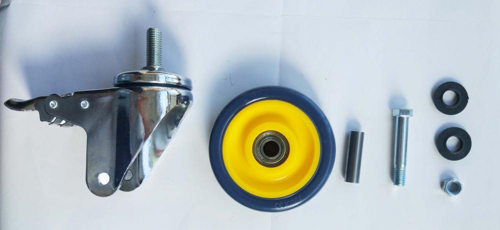 Parts Of 4 Pu Thread Stem Brake Caster Wheel