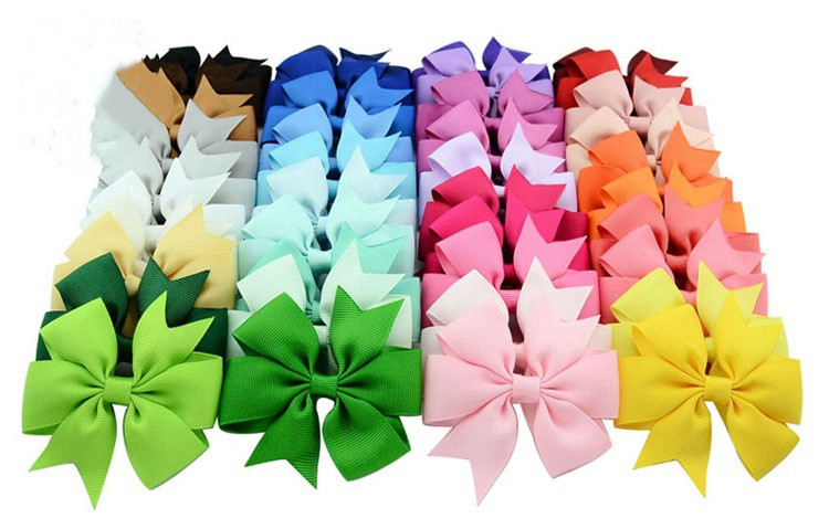 Plain ribbed ribbon fish-tail bow hair clip (4)