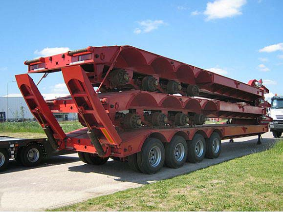 4 axle 100Ton low bed trailer with Hydraulic ladder