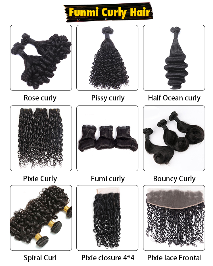 Bouncy Curl Weave Funmi Hair Bundles With Closure Spiral Curly Weave Bundles With Lace Closure 4x4 Unprocessed natural hair