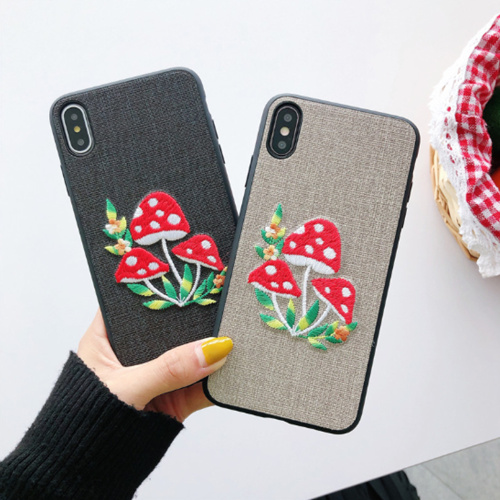 Cute Embroidery Mushroom TPU Mlandu Wam&#39;manja Chophimba Kumbuyo