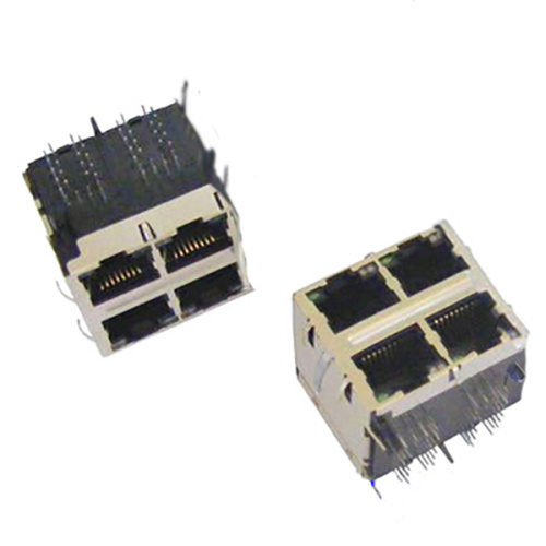 RJ45 2X2 PORT WITH TRANSFORMER 1000Mbps WITH LED