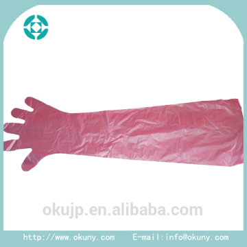 OEM disposable long sleeve glove plastic veterinary glove