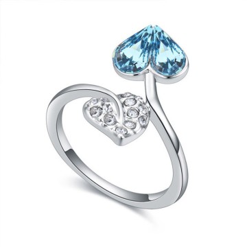 Austrian crystal ring - heart leaves cheap engagement ring