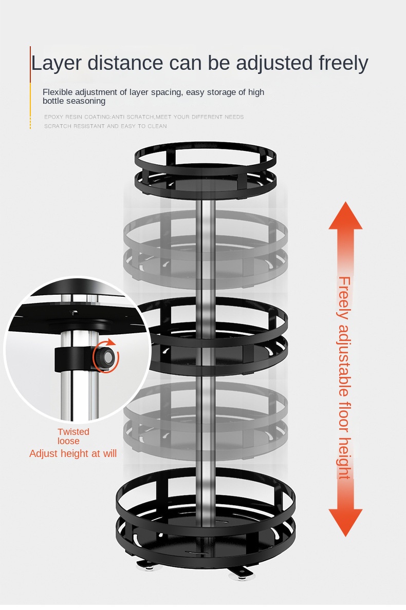 360-ডিগ্রী কার্বন ইস্পাত রান্নাঘর স্টোরেজ রাক 360-Degree Carbon Steel Kitchen Storage Rack