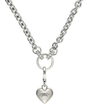 Silver heart pendant necklace with diamond