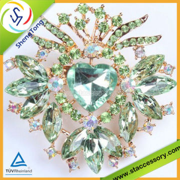 Big Gemstone Green Brooch/ Crystal Gemstone Brooches