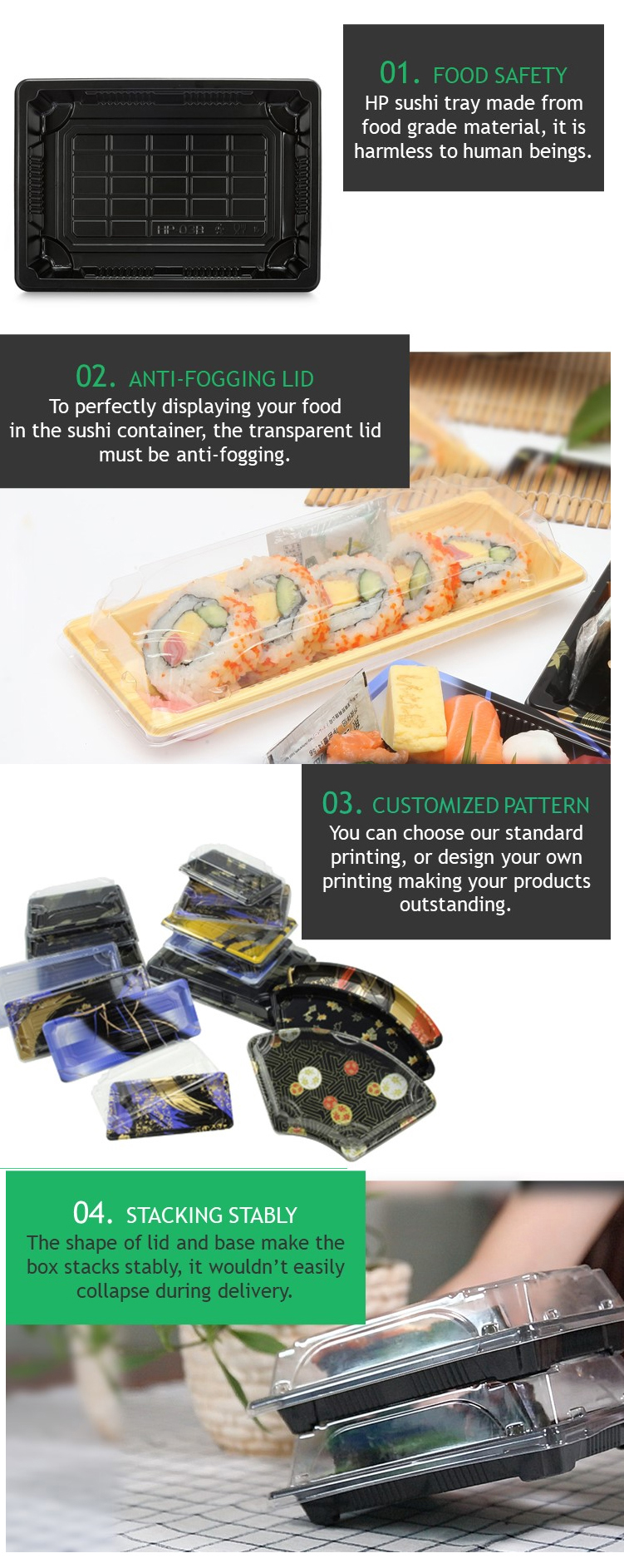 plastic sushi packaging tray