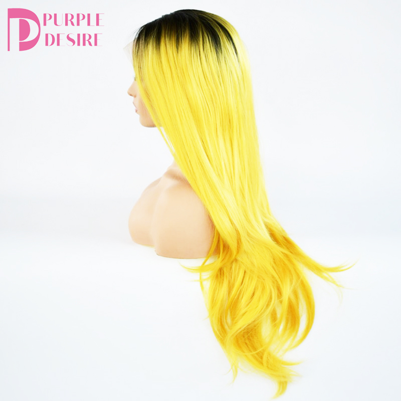 high temperature fiber ombre color silky  colorful middle part synthetic bob lace front wig