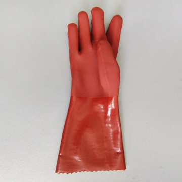 暗赤色PVCサンディ仕上げ防水手袋保護