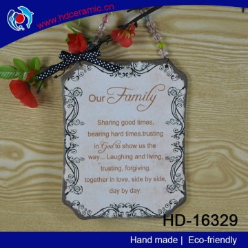 Gift for famliy day ceramic wall sign, ceramic wall hanging, cramic wall plaque with heat fransfer printing