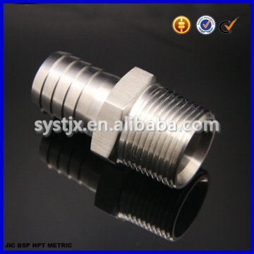 NPT thread and barbed male hydraulic stainless steel nipple