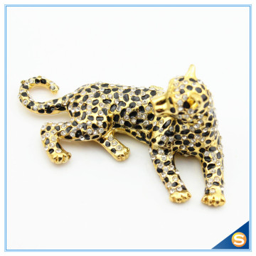 Panther Shape Trinket Box Hand Painted Enamel Crystal Trinket Box